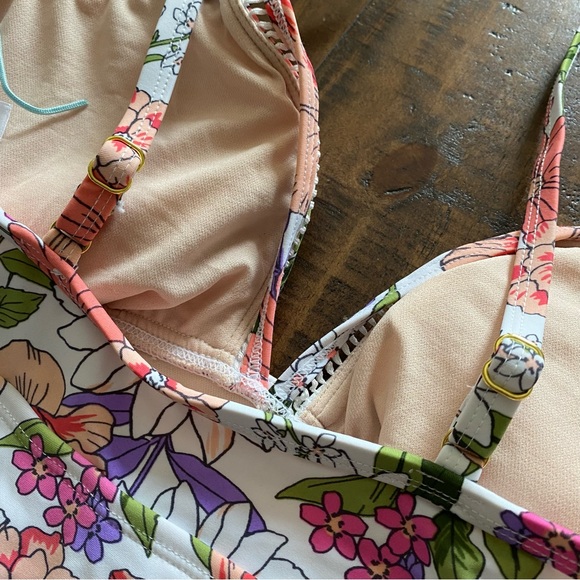 Kona Sol New Swimsuit Floral One Piece M Boho Tropical Pastel - Picture 7 of 9